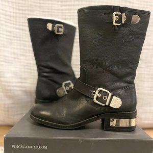 Vince Camuto Black Ankle Boots with Silver Accents